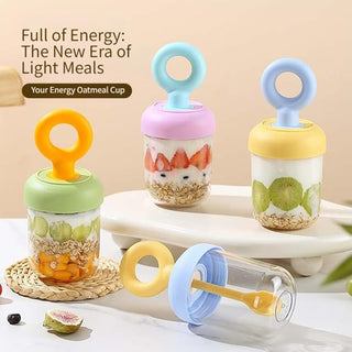 Portable Snack Jar with Spoon & Loop Lid – 500ml | Mixed Pastel Colours