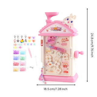 DIY Bead Machine House Jewellery Making Kit for Girls – Colourful Beads & Charms, Age 3+(Random)