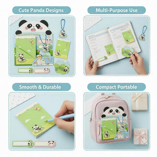 Pandapuddle Notes — Kawaii Panda 5-in-1 Sticky Notes Set with Acrylic Keychain
