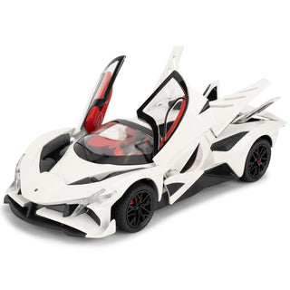 Premium Quality Die Cast Simulation Pull Back Sports Toy Car (Apollo EVO) (White)