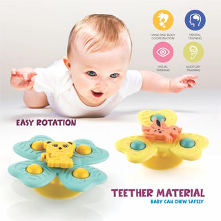 Animal Design Silicone Suction Cup Spinner Fidget Bath Toys for Kids 3pc
