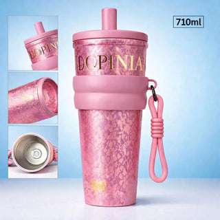 710ml Insulated Stainless Steel Sipper Tumbler | Leakproof Bottle with Carry Loop for Women & Girls(Pack Of 3/6)