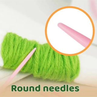 Kids Animal Needle Threading Wool Art Kit – DIY Fluffy Face Sewing Craft Set (Random)