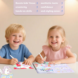 Unicorn Quest Watercolor Coloring Book Set – Fantasy Painting Kit for Kids with 12 Colors & Brush