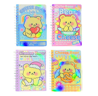 Cheese Bear Kawaii Spiral Notebook + Sticker Sheets for Kids