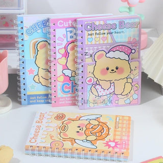 Cheese Bear Kawaii Spiral Notebook + Sticker Sheets for Kids