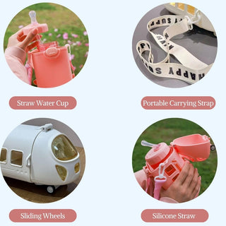 Bullet Train-Shaped Kids Water Bottle with Strap – 680ml