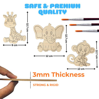 Animal Design MDF Cutout DIY Painting Kit with 6 Colours & Brush Creative Art & Craft Activity for Kids (Random) 1pc