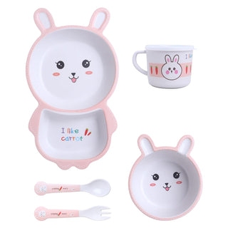 Rabbit Bamboo Fiber 5 Piece Feeding Set - 100% bamboo No Plastic