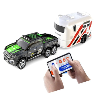 Mini RC Car with Remote Control & Trailer | 2.4GHz Speed-Regulating Alloy Model Car Toy for Kids