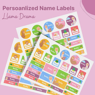 Personalized Name Labels Combo - Lama Drama - Pack of 54 (PREPAID ORDER)