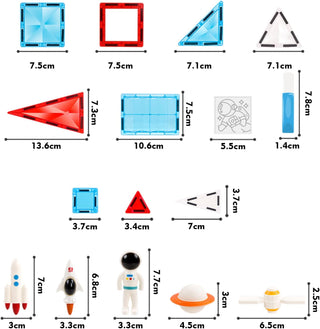 58 PCS Magnetic Tiles Space Set – Kids STEM Building Blocks Toy