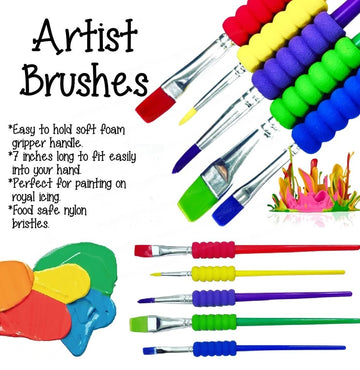 Soft Bristles Different Size Artist Paint Brush with Foam Grip for Kids