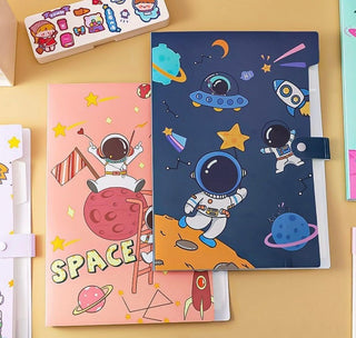 PACK OF 12 - Space Theme 6 Pockets File Folder for Kids Birthday Return Gift (Prepaid Only)
