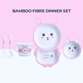 Rabbit Bamboo Fiber 5 Piece Feeding Set - 100% bamboo No Plastic