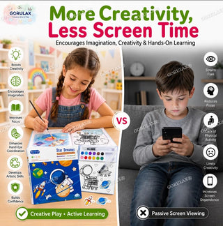 Space Watercolor Coloring Book Set | Fantasy Painting Kit for Kids with 12 Colors & Brush