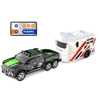 Mini RC Car with Remote Control & Trailer | 2.4GHz Speed-Regulating Alloy Model Car Toy for Kids