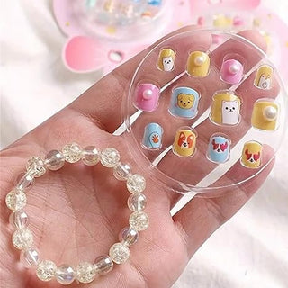PACK OF 5 - Kids' Sticky False Nails with Beaded Bracelet for Birthday Return Gift (Random) (Prepaid Only)