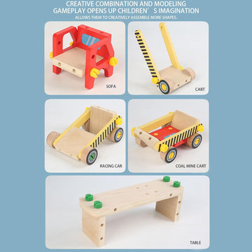 Multifunctional Assembling & Disassembling Wooden Truck for Kids