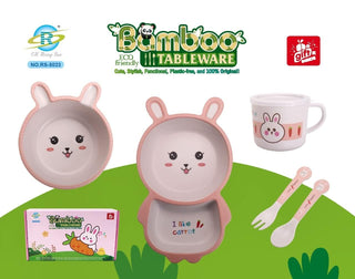 Rabbit Bamboo Fiber 5 Piece Feeding Set - 100% bamboo No Plastic