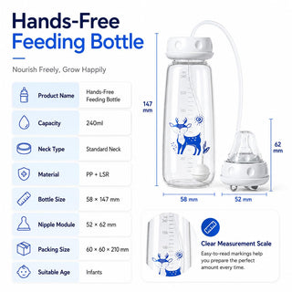 Self-Feeding Baby Bottle with Gravity Straw 240ml | Anti-Colic, Anti-Gas | BPA Free