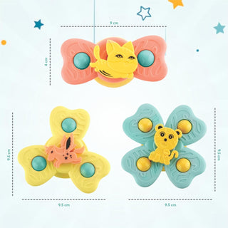 Animal Design Silicone Suction Cup Spinner Fidget Bath Toys for Kids 3pc