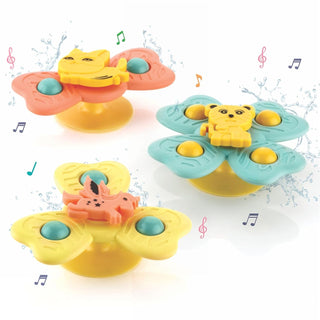 Animal Design Silicone Suction Cup Spinner Fidget Bath Toys for Kids 3pc