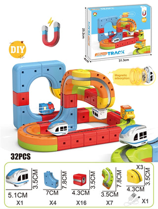 DIY Magnetic Train Building Blocks – Electric Anti-Gravity Track Set (51/32 Pcs Block Set)
