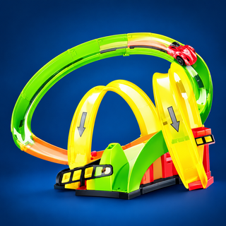 33-Piece Stunt Racing Track Set with 2 Pull-Back Cars