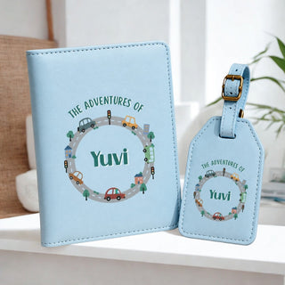 Personalized Passport Cover & Luggage Tag  for Kids | Custom Name Travel Accessories (Vehicles) (PREPAID ONLY)