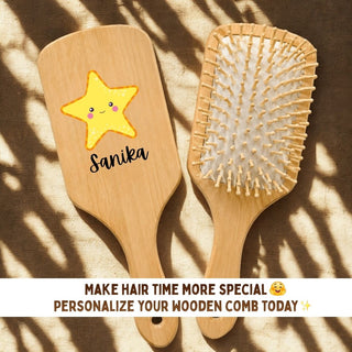 Personalized Wooden Hair Brush for Kids - Star Fish (PREPAID ONLY)
