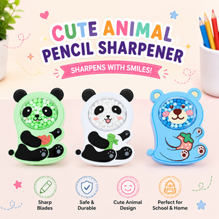 Kawaii Animal Pencil Sharpener — Panda & Bear | Double Blade | Safe for Kids (Random)