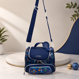 Game Controller Design Double Decker Lunch Bag for Kids – Navy Blue | Insulated School Lunch bag