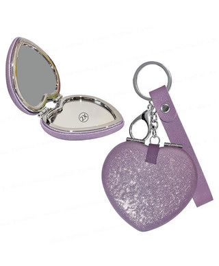 Glitter Heart Compact Mirror Keychain – Dual Mirror | Cute Gift for Girls