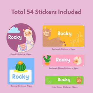 Personalized Name Labels Combo - Lama Drama - Pack of 54 (PREPAID ORDER)