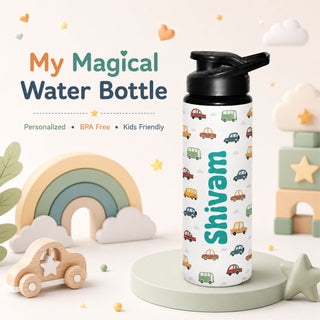 Personalized Water Bottle for Kids - Vehicles (PREPAID ONLY)
