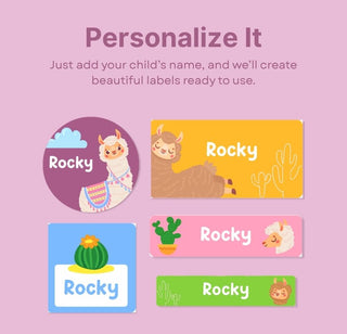 Personalized Name Labels Combo - Lama Drama - Pack of 54 (PREPAID ORDER)