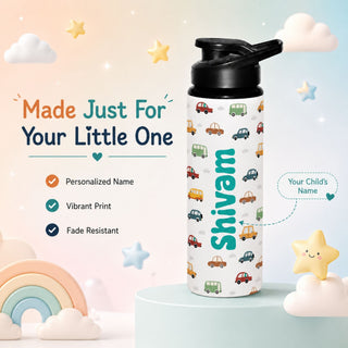 Personalized Water Bottle for Kids - Vehicles (PREPAID ONLY)
