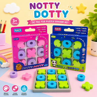 Notty Dotty Tic Tac Toe Puzzle Eraser Set