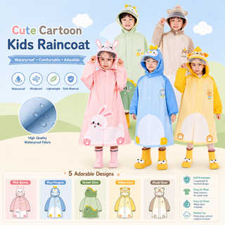 Adorable Cartoon Animal Raincoat for Kids (Only Raincoat)