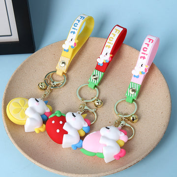 Premium Quality 3D Cute Kawaii Baby Unicorn & Rabbit Girl Keychains: Adorable Accessories for Kids Pack of 2 (Random Colour)