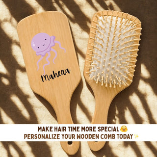 Personalized Wooden Hair Brush for Kids - Octopus (PREPAID ONLY)