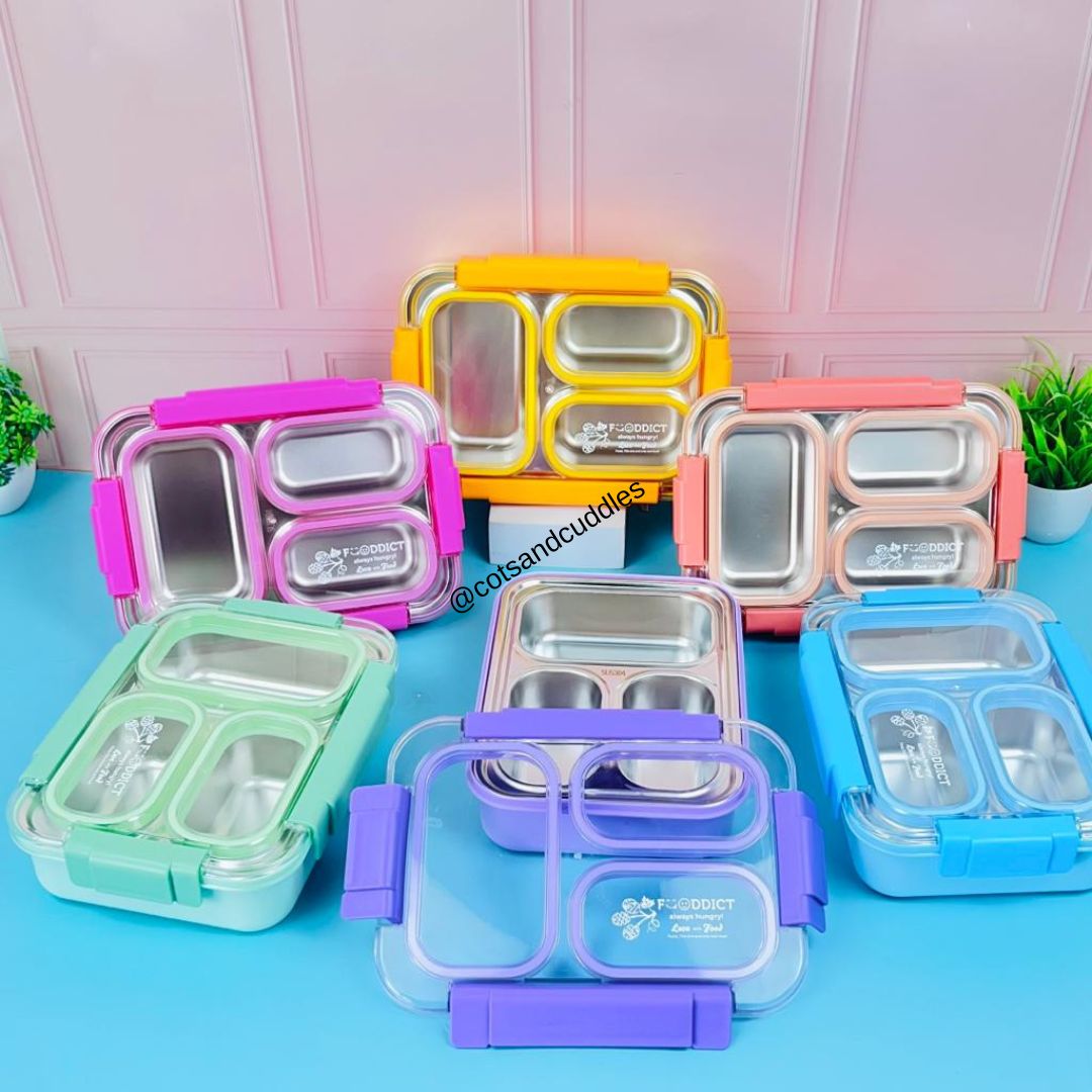 Stainless Steel 3-Compartment 710 ml Lunch Boxes: Durable and Eco-Friendly