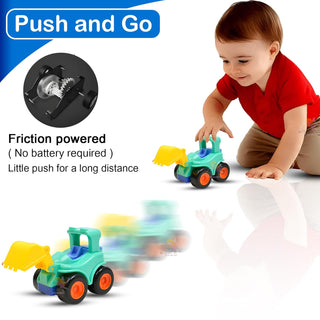 6-Piece Construction Vehicles Push-and-Go Toy Cars Playset for Kids