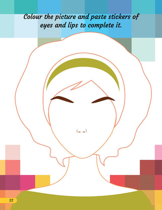 Make A Pretty Face with 160+ Stickers- Colouring and Sticker Activity Book for Kids Age 3 -6 years