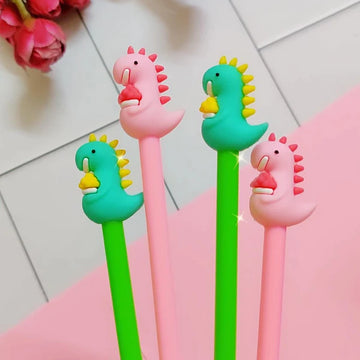 Baby Dino Topper Gel Pen for Kids: Fun and Vibrant Writing Pack of 2 (Random)