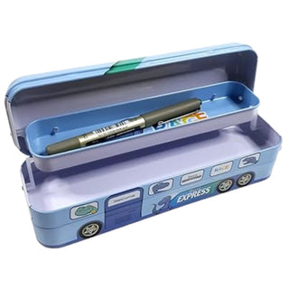 Dual Compartment Metal Pencil Box for Kids | Unicorn, Dinosaur & Space Designs