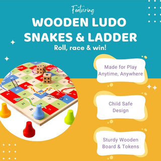 Cots and Cuddles Wooden Ludo and Snake & Ladder for kids