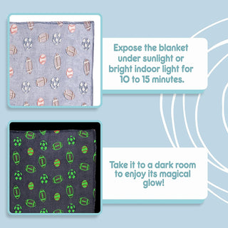 Soft Warm Cozy Furry Blanket Glow in The Dark (152CM X 122CM) (Football)