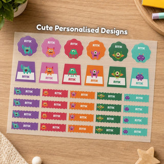 Personalized Iron On Label Sticker - Silly Monster (32pc) (PREPAID ONLY)